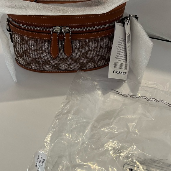 Coach Trail Bag Crystal Signature Jacquard Silver/Burnished Amber, 2 straps 🤎✨ - Picture 8 of 16